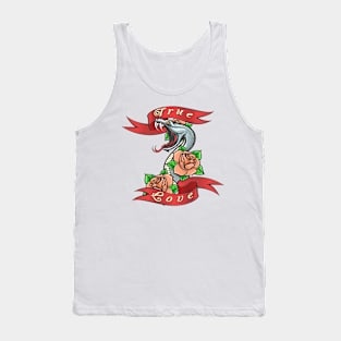 Tattoo of Snake in Rose flowers and lettering True love Tank Top